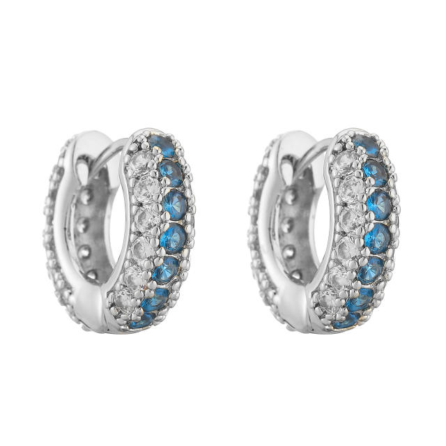 Creative color diamond gold plated copper huggie earrings
