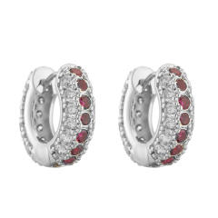 Creative color diamond gold plated copper huggie earrings