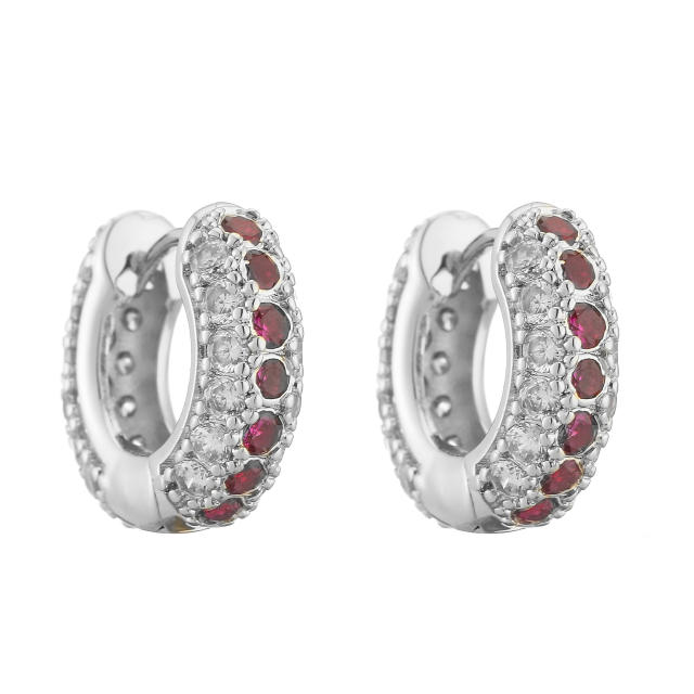 Creative color diamond gold plated copper huggie earrings