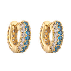 Creative color diamond gold plated copper huggie earrings