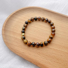 Vintage tiger eye stone stainless steel bead bracelet collection