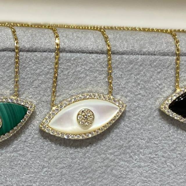 18K gold plated colorful evil eye pendant dainty stainless steel chain necklace