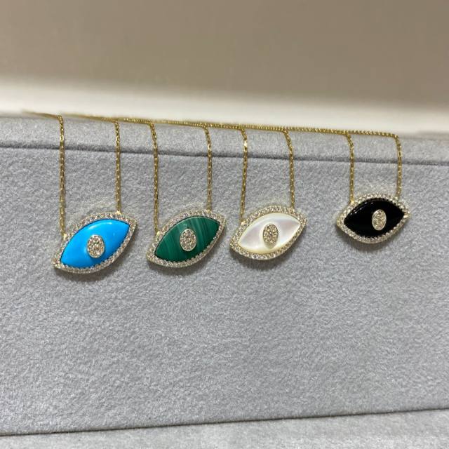 18K gold plated colorful evil eye pendant dainty stainless steel chain necklace