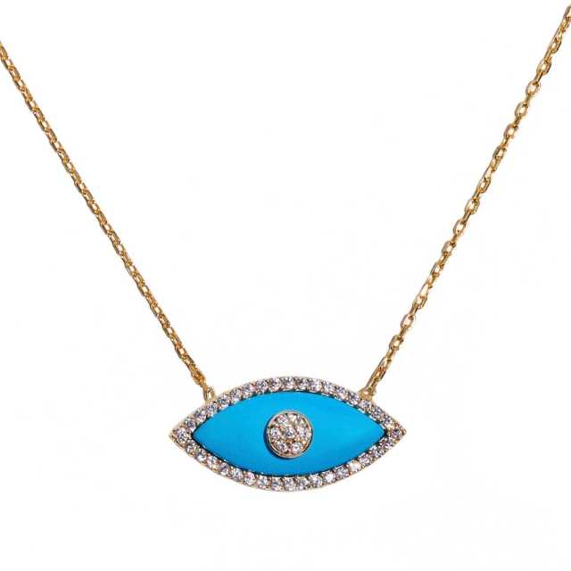 18K gold plated colorful evil eye pendant dainty stainless steel chain necklace