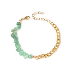 Holiday broken natural stone stainless steel chain bracelet
