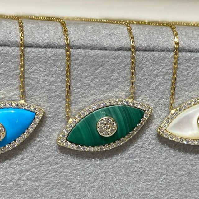 18K gold plated colorful evil eye pendant dainty stainless steel chain necklace