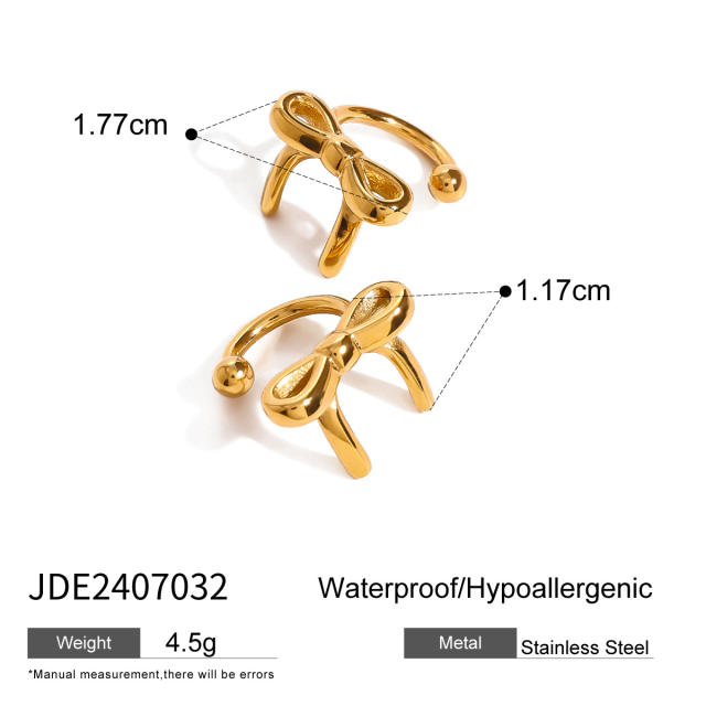 Sweet bow unique women stainless steel ear cuff