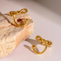 Sweet bow unique women stainless steel ear cuff