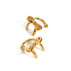 Sweet bow unique women stainless steel ear cuff