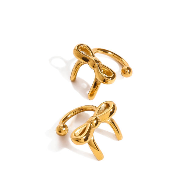 Sweet bow unique women stainless steel ear cuff
