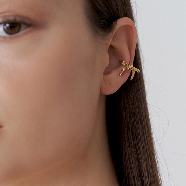 Sweet bow unique women stainless steel ear cuff
