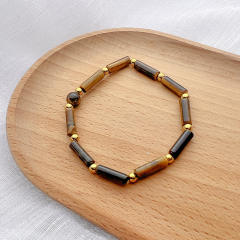 Vintage tiger eye stone stainless steel bead bracelet collection