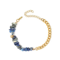 Holiday broken natural stone stainless steel chain bracelet