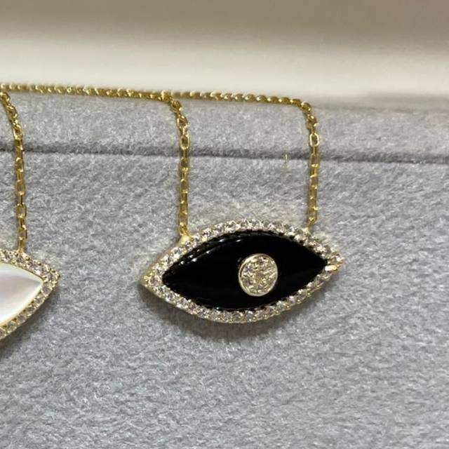 18K gold plated colorful evil eye pendant dainty stainless steel chain necklace