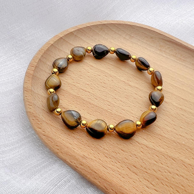 Vintage tiger eye stone stainless steel bead bracelet collection