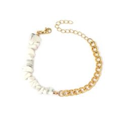 Holiday broken natural stone stainless steel chain bracelet