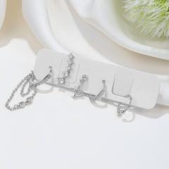 925 needle elegant diamond gold plated copper huggie earrings set