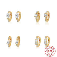 925 sterling silver diamond huggie earrings