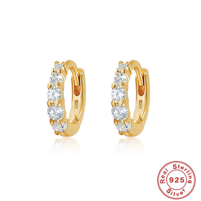 925 sterling silver diamond huggie earrings