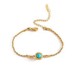 Vintage natural stone bead stainless steel bracelet