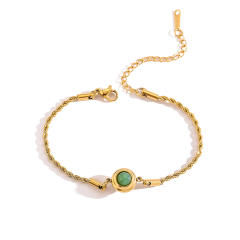 Vintage natural stone bead stainless steel bracelet