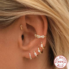 925 sterling silver diamond huggie earrings
