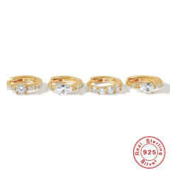 925 sterling silver diamond huggie earrings