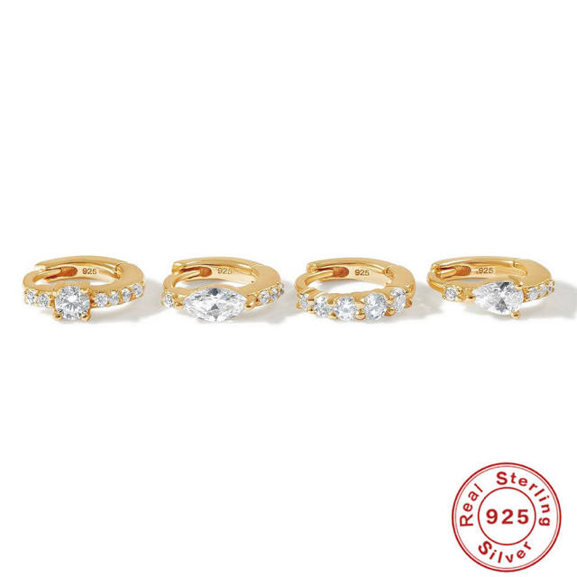 925 sterling silver diamond huggie earrings