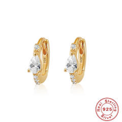 925 sterling silver diamond huggie earrings