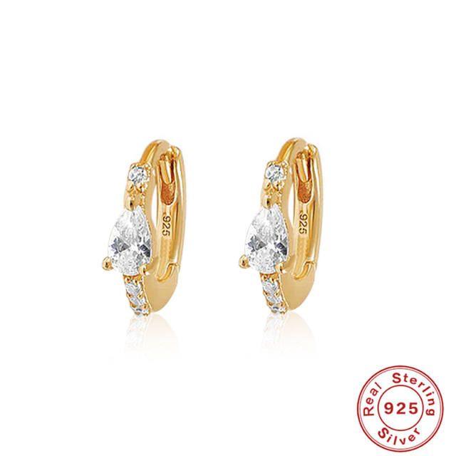 925 sterling silver diamond huggie earrings
