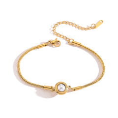 Vintage natural stone bead stainless steel bracelet