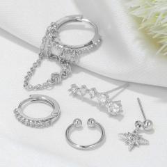 925 needle elegant diamond gold plated copper huggie earrings set
