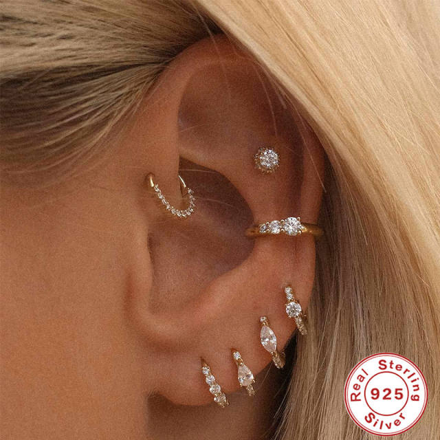 925 sterling silver diamond huggie earrings