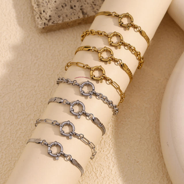 Concise stainless steel chain bracelet collection