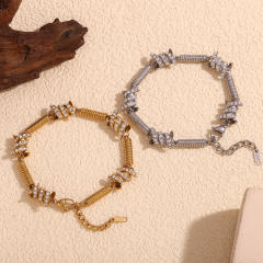 Hiphop chunky diamond thorns stainless steel bracelet for men