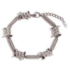 Hiphop chunky diamond thorns stainless steel bracelet for men