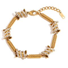 Hiphop chunky diamond thorns stainless steel bracelet for men