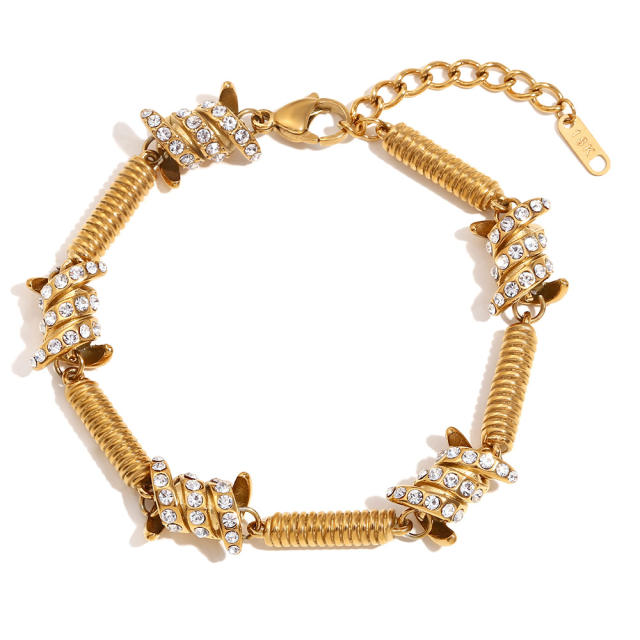 Hiphop chunky diamond thorns stainless steel bracelet for men