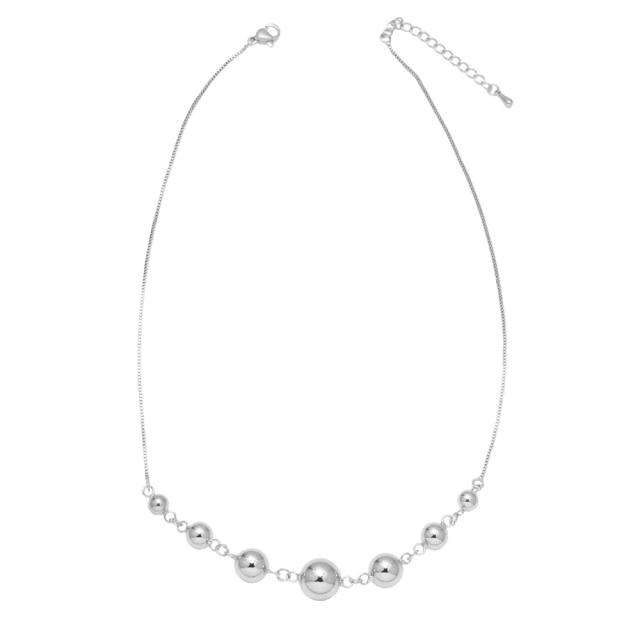 18K gold plated copper ball bead chunky necklace