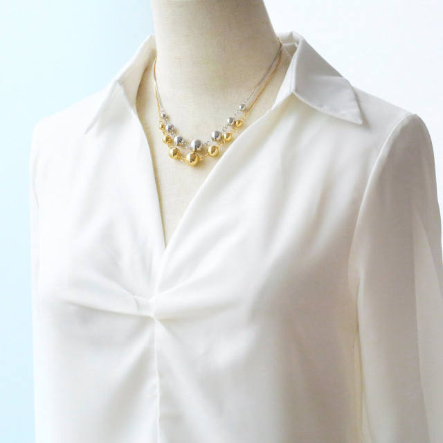 18K gold plated copper ball bead chunky necklace