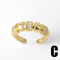 Delicate full diamond clover chunky gold plated copper rings