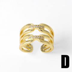 Delicate full diamond clover chunky gold plated copper rings