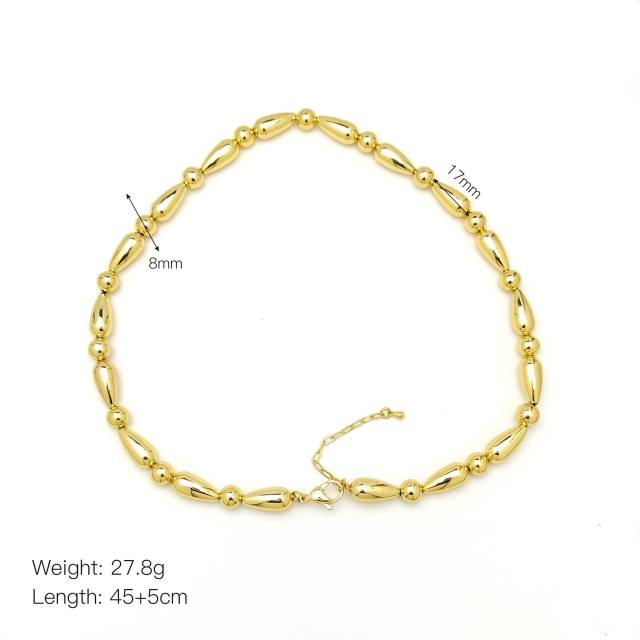 Mix color gold plated copper chunky necklace
