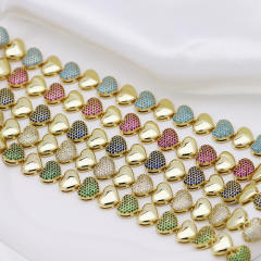 Luxury colorful diamond heart gold plated copper women bracelet