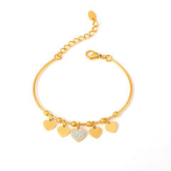 18KG heart charm stainless steel bangle