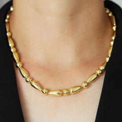 Mix color gold plated copper chunky necklace