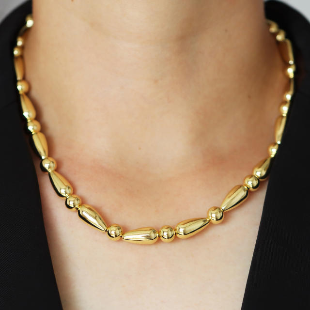 Mix color gold plated copper chunky necklace