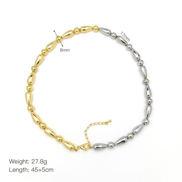Mix color gold plated copper chunky necklace