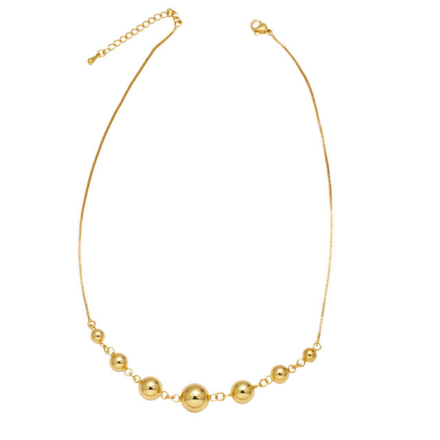 18K gold plated copper ball bead chunky necklace