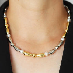 Mix color gold plated copper chunky necklace
